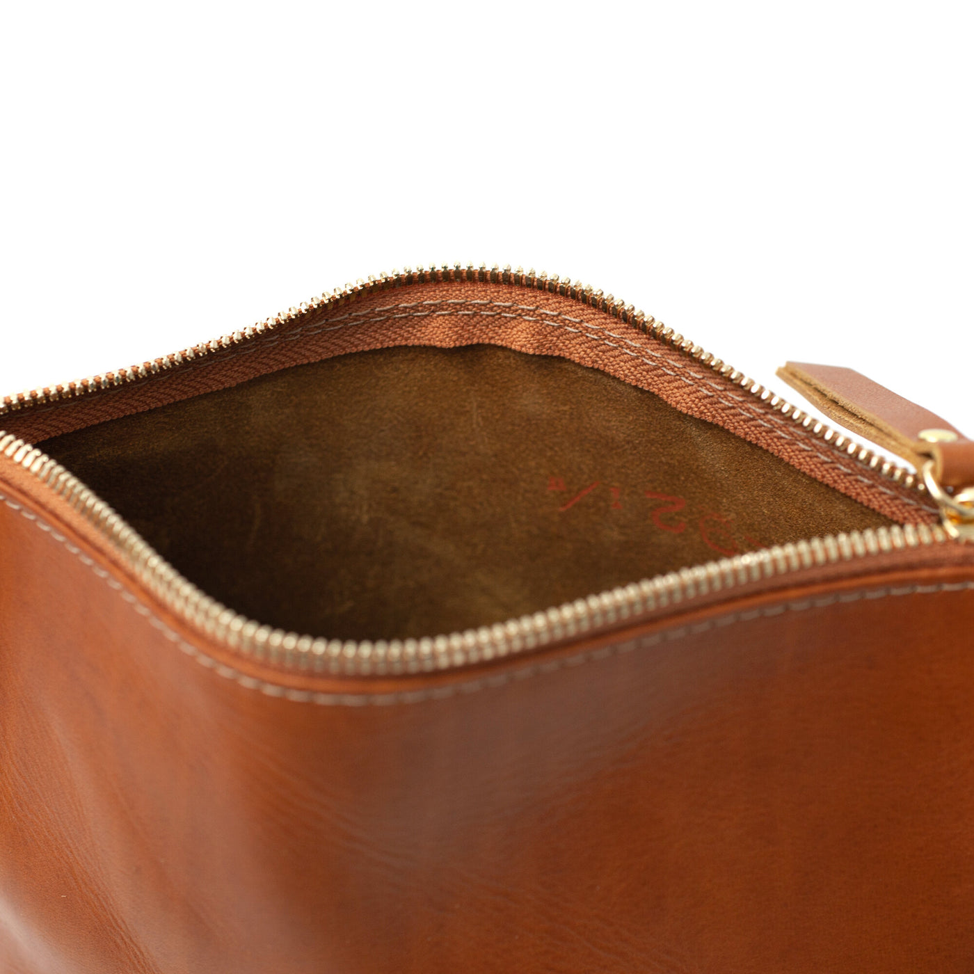 Monogrammed Leather Makeup Bag - Tan