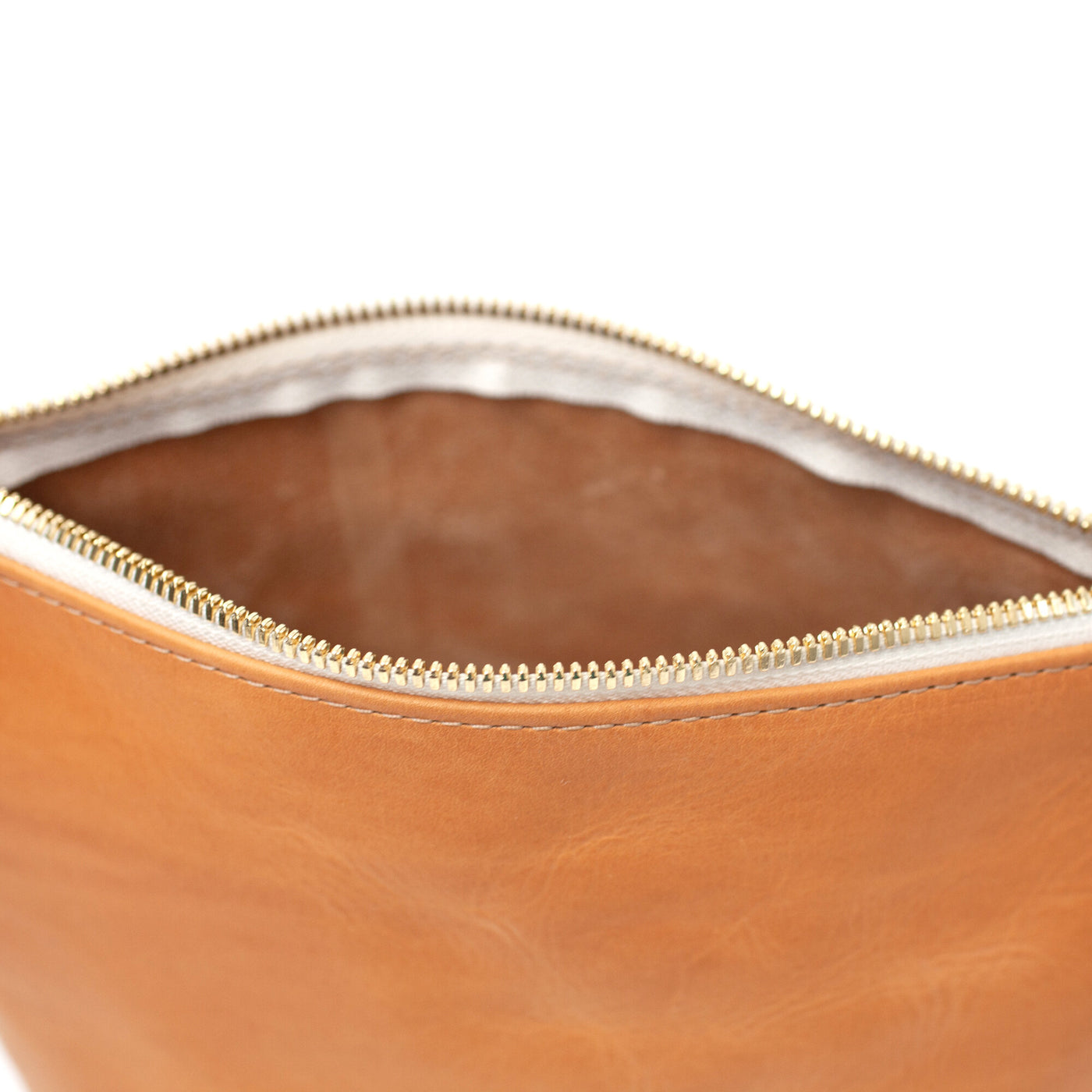 Monogrammed Leather Makeup Bag - Beige