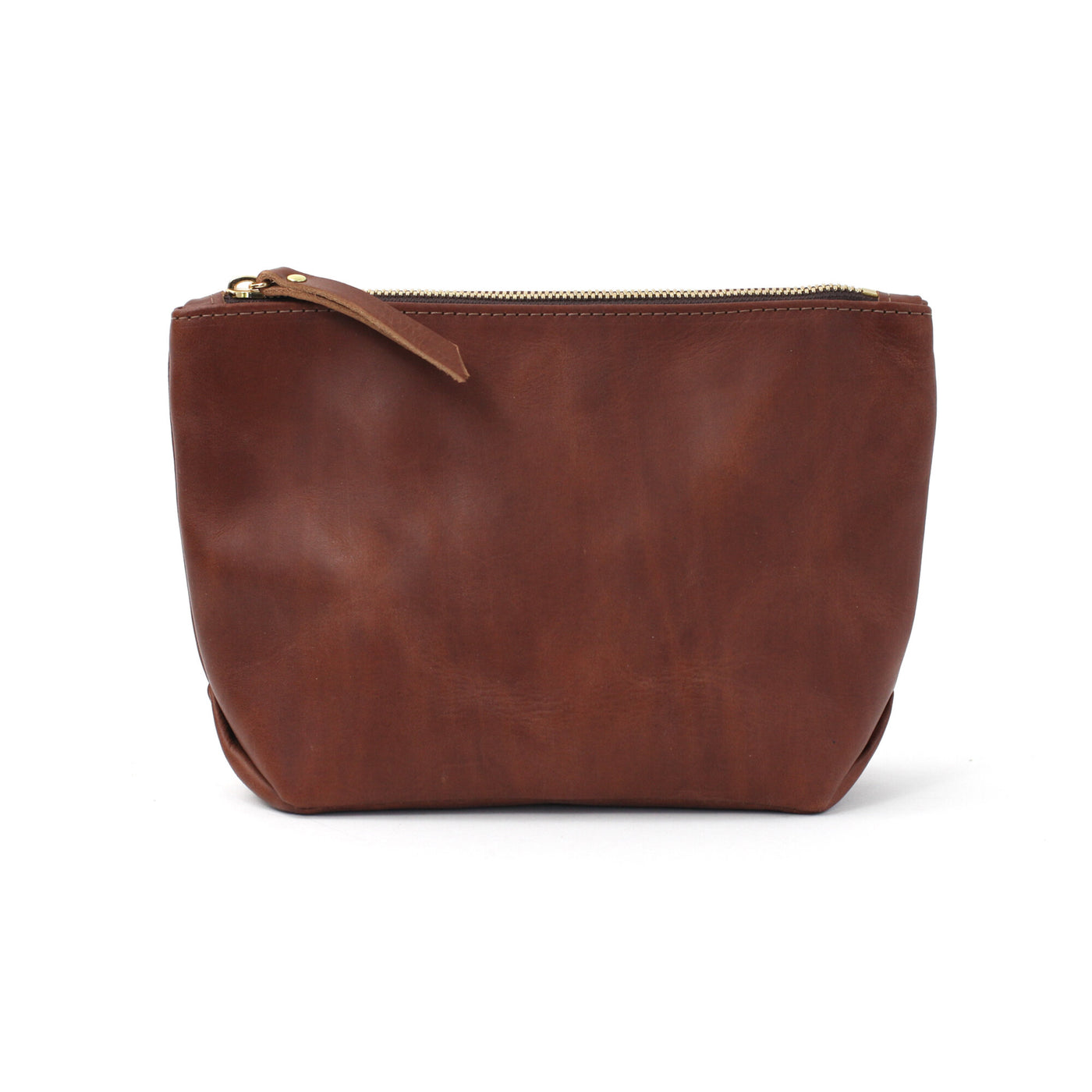 Monogrammed Leather Makeup Bag - Brown