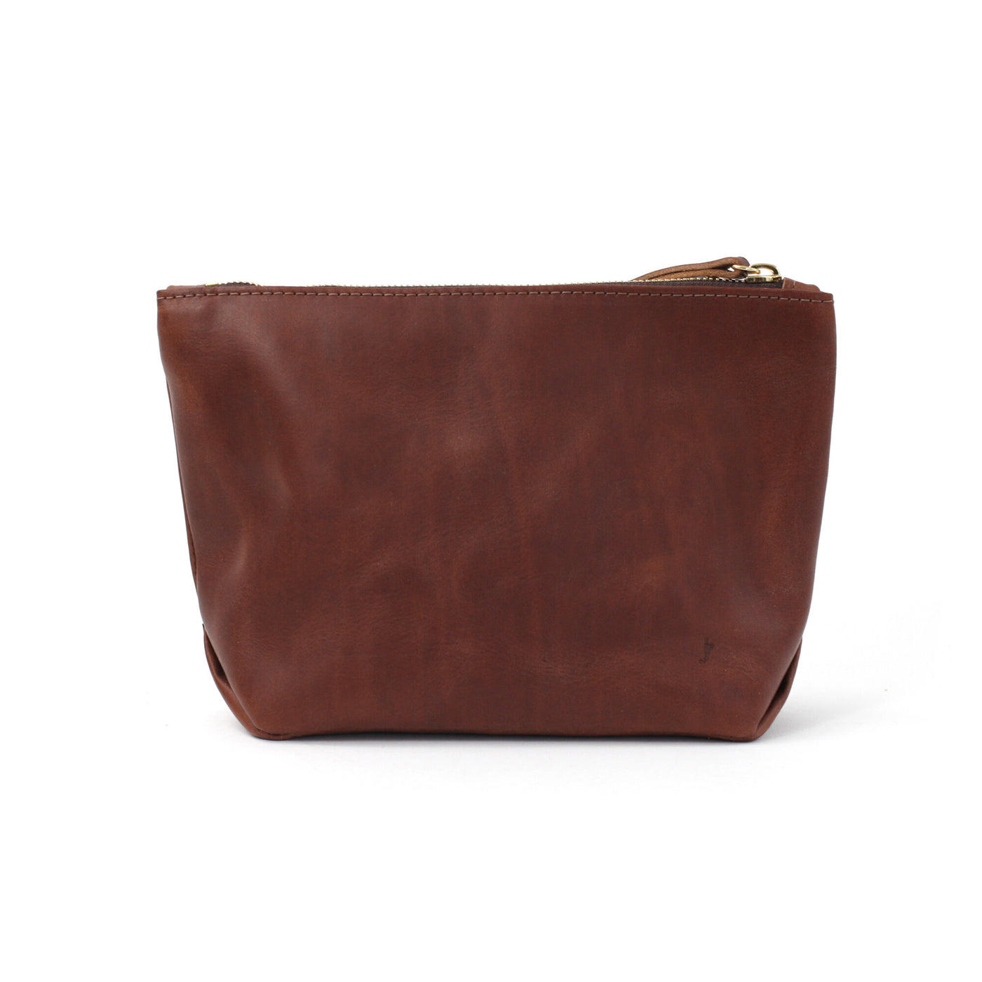 Monogrammed Leather Makeup Bag - Brown