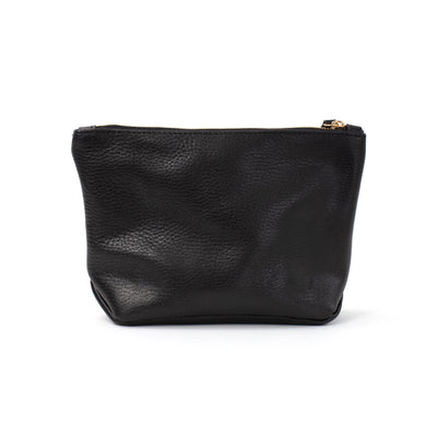 Monogrammed Leather Makeup Bag - Black Pebble