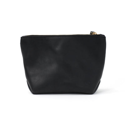 Monogrammed Leather Makeup Bag - Black Matte