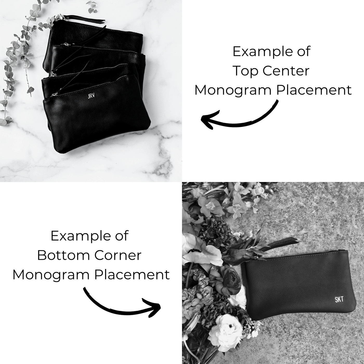 Leather Zip Clutch - Smooth Black