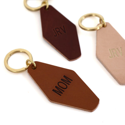 Leather Retro Motel Keychain with Monogram