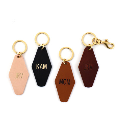 Leather Retro Motel Keychain with Monogram