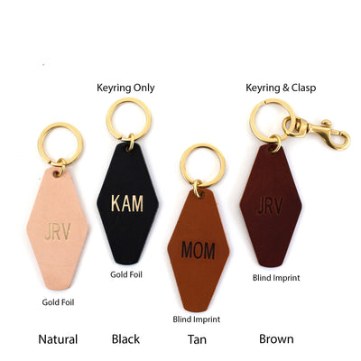 Leather Retro Motel Keychain with Monogram