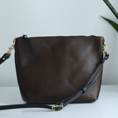 Seconds Sale - Leather Crossbody Bag with Monogram - Olive
