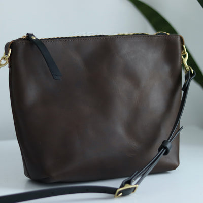 Seconds Sale - Leather Crossbody Bag with Monogram - Olive