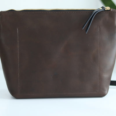Seconds Sale - Leather Crossbody Bag with Monogram - Olive
