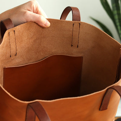 Seconds Sale - Minimalist Leather Tote - Tan