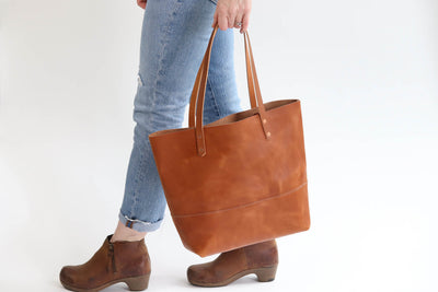 Work Tote in Italian Vegetable Tanned Leather - Gold - LIMITED EDITION!