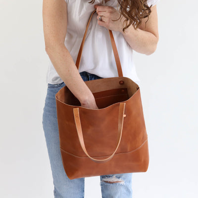 Work Tote in Italian Vegetable Tanned Leather - Gold - LIMITED EDITION!