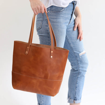 Work Tote in Italian Vegetable Tanned Leather - Gold - LIMITED EDITION!