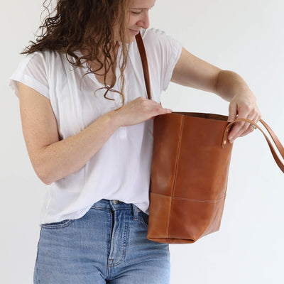 Work Tote in Italian Vegetable Tanned Leather - Gold - LIMITED EDITION!