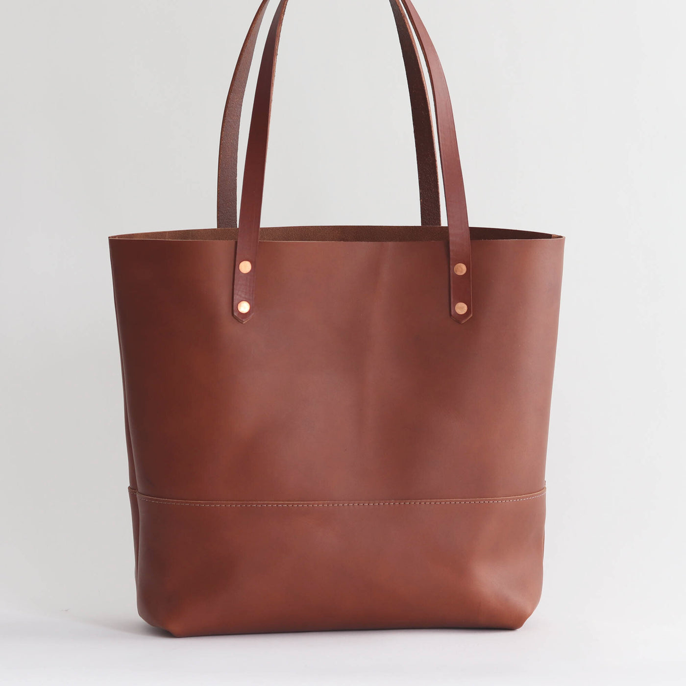 Work Tote in Italian Vegetable Tanned Leather - Brown