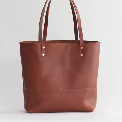 Work Tote in Italian Vegetable Tanned Leather - Brown