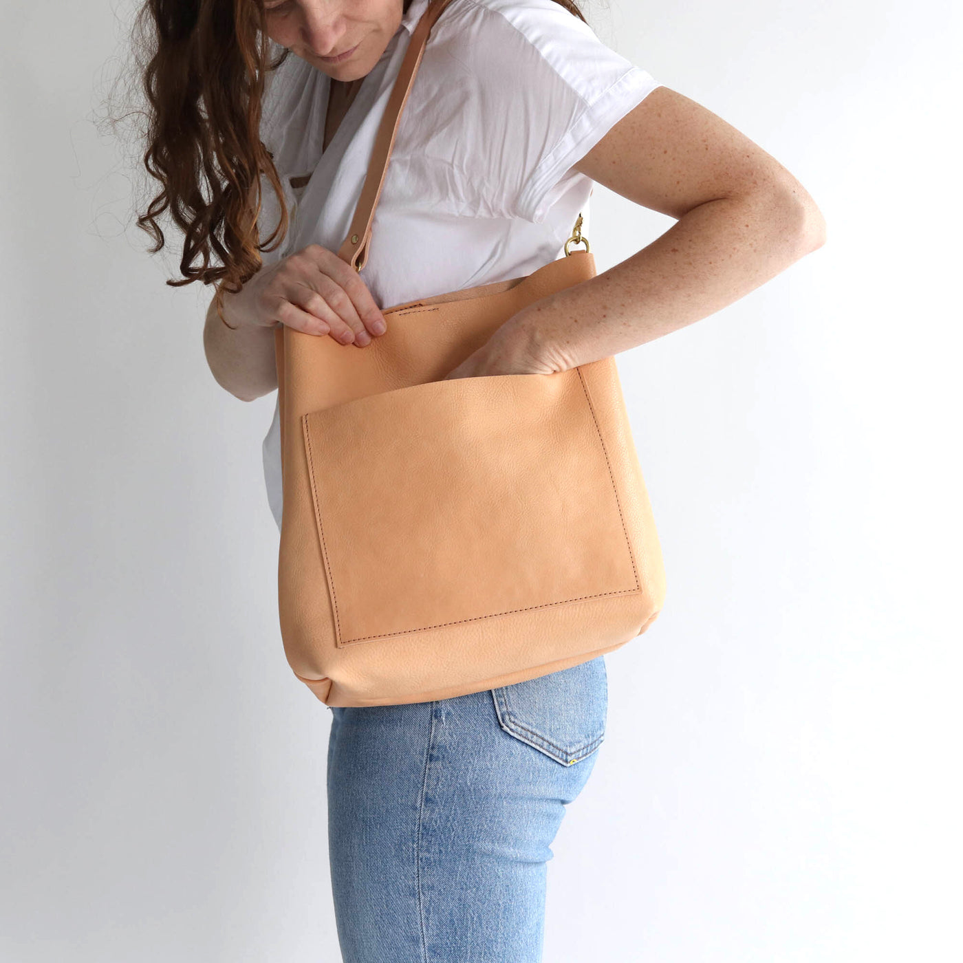 Leather Day Bag - Natural Pebble