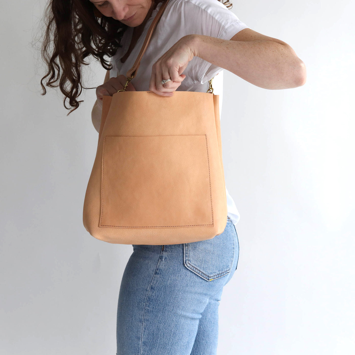 Leather Day Bag - Natural Pebble