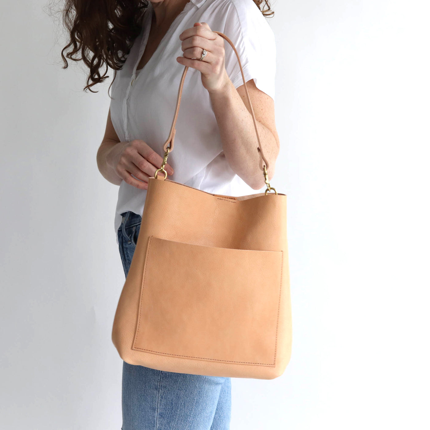 Leather Day Bag - Natural Pebble