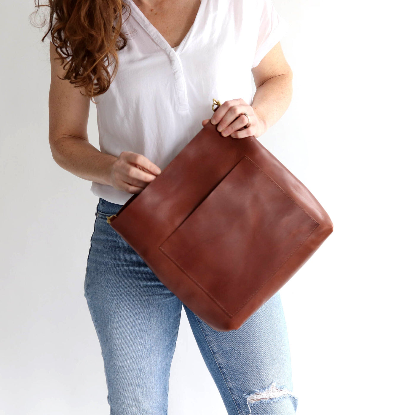 Leather Day Bag - Cognac