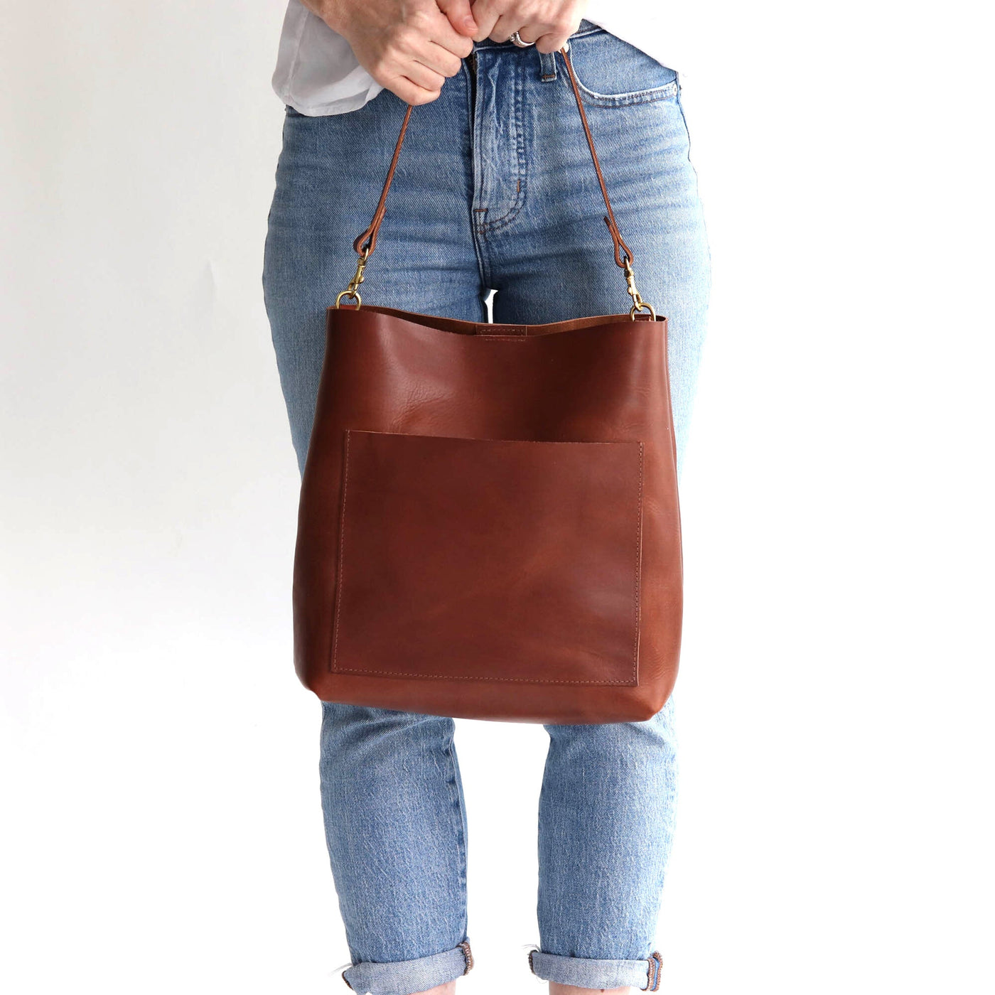 Leather Day Bag - Cognac