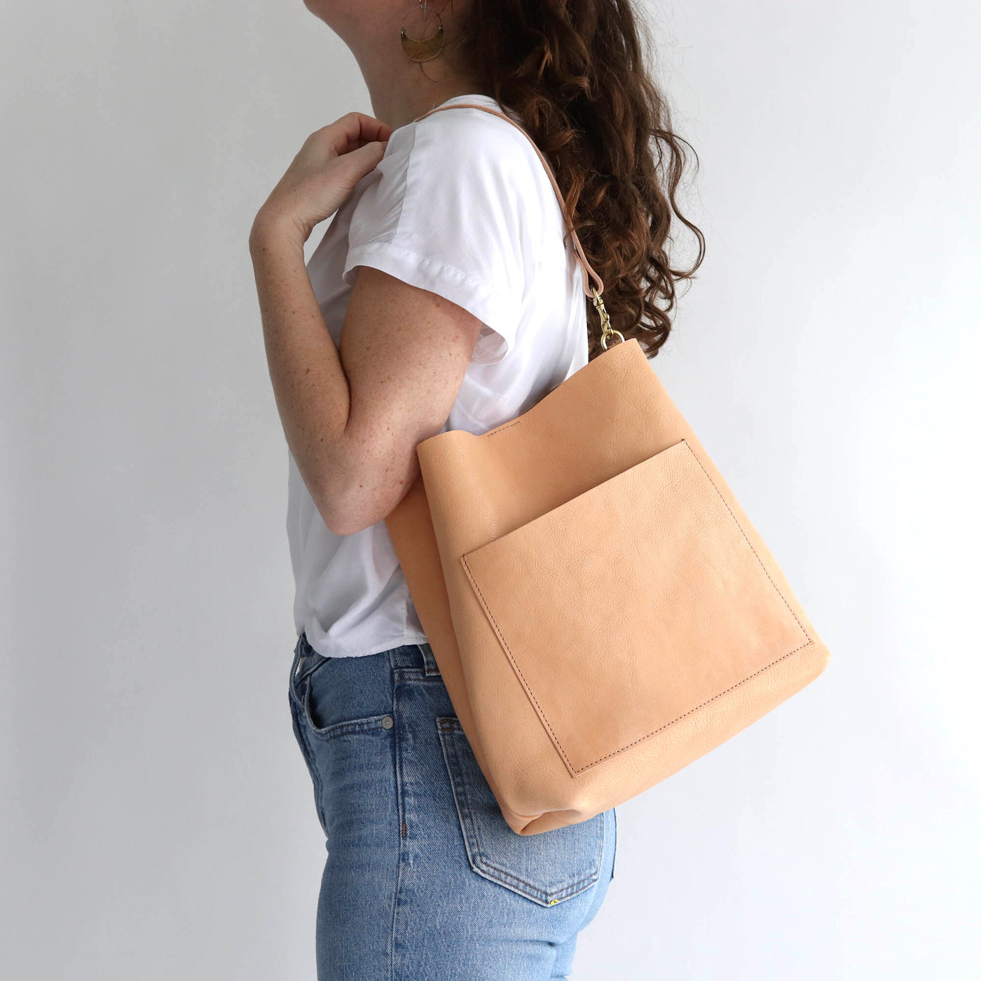 Leather Day Bag - Natural Pebble