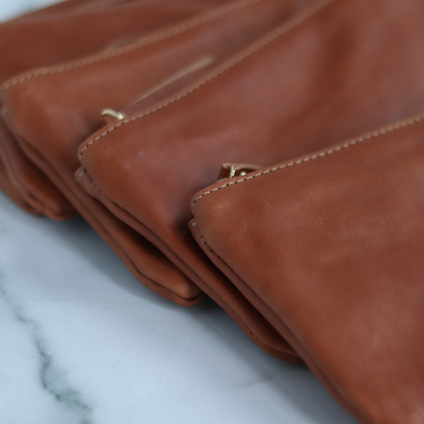 Leather Zip Clutch - Smooth Cognac Brown