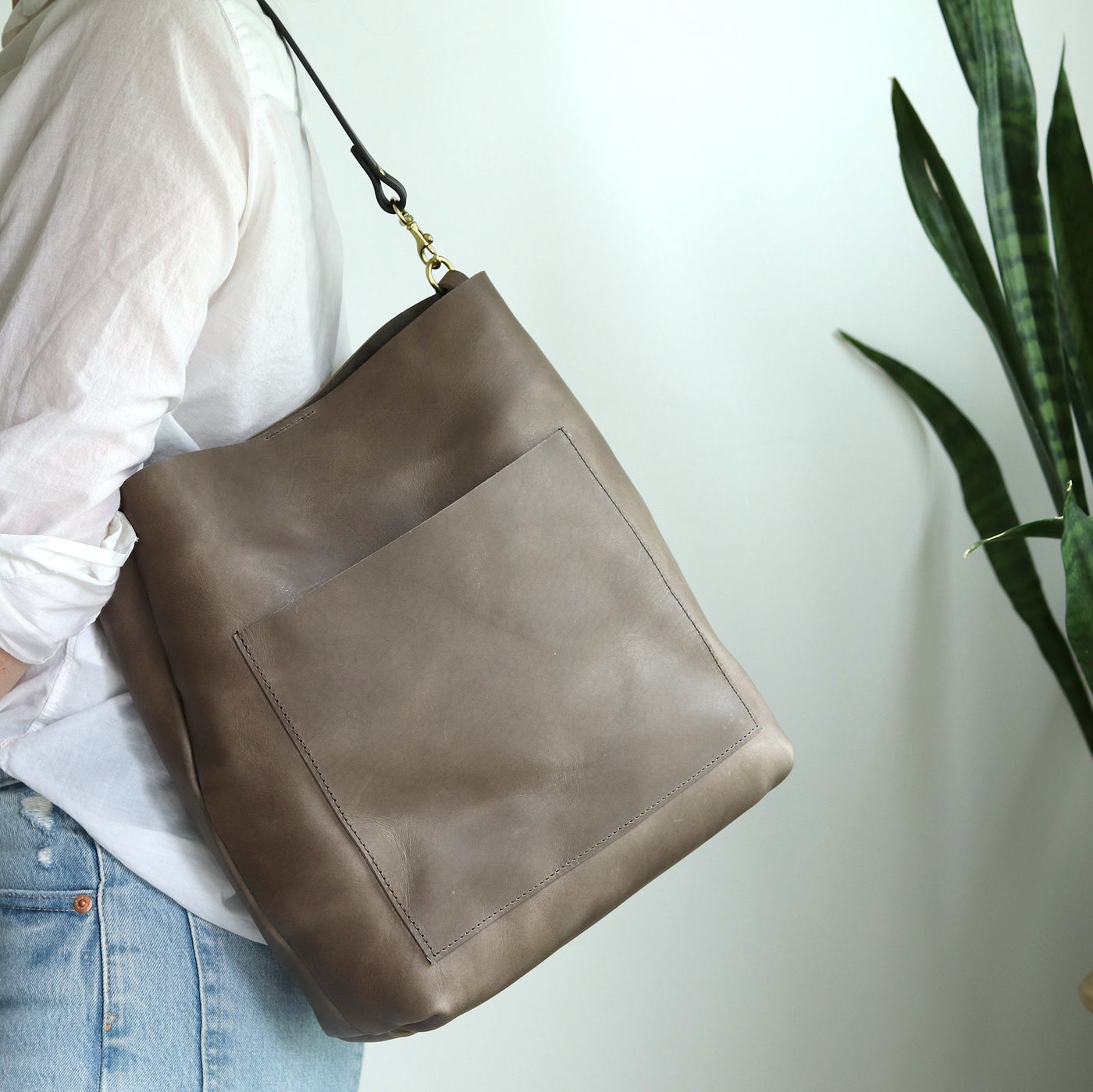 Leather Day Bag - Gray (Structured)