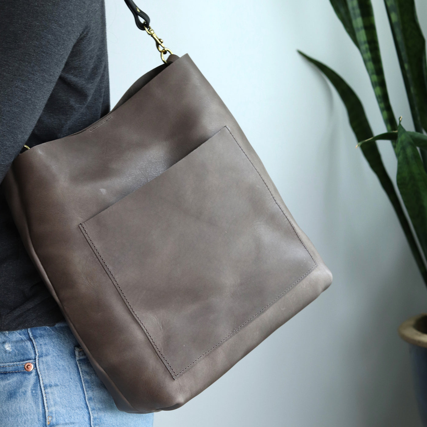 Leather Day Bag - Gray (Structured)